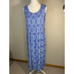Croft & Barrow Blue/White Floral Sleeveless Maxi Dress Size XL NWT